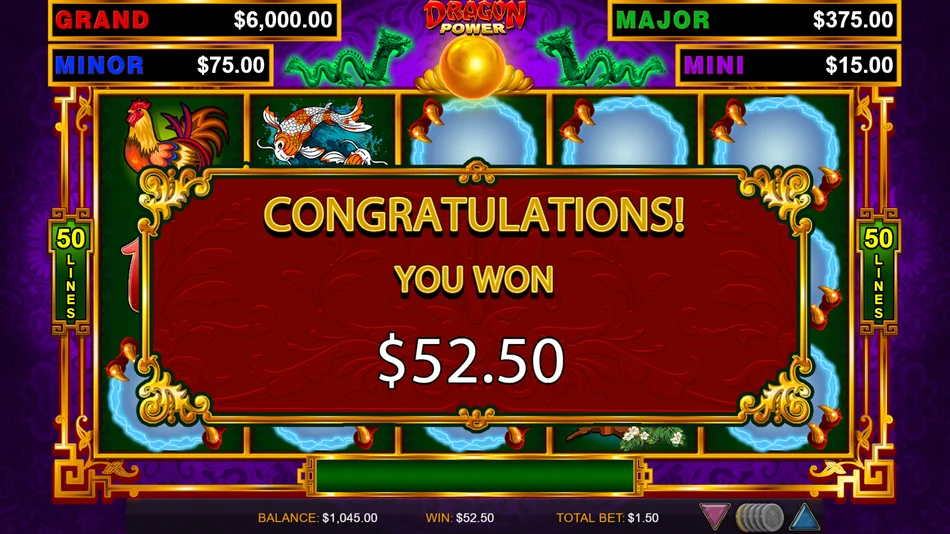 15 free spins award screen with active multiplier on Dragon Link pokie